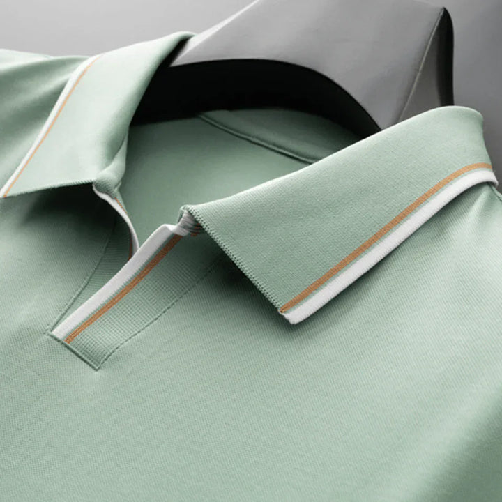 Lukas | Men’s Piqué Buttonless Johnny-Collar Polo with Contrast Tipping