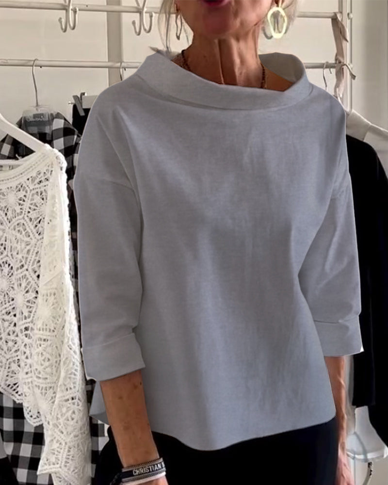Stella | Women’s Structured Rolled Neck Boxy Blouse