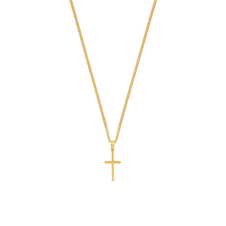 Flat Cross Pendant Necklace - Gold