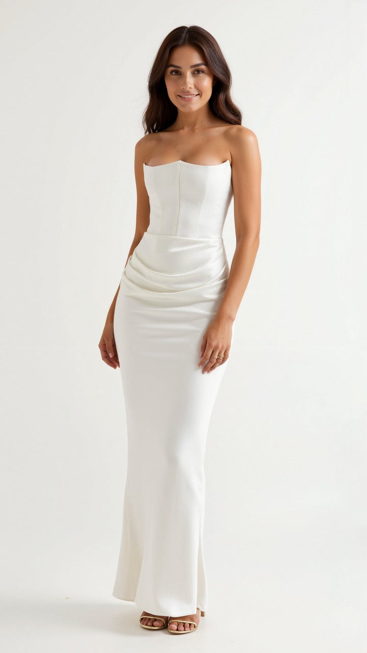 Celine | Women’s Sleek Column Wedding Guest Maxi Dress