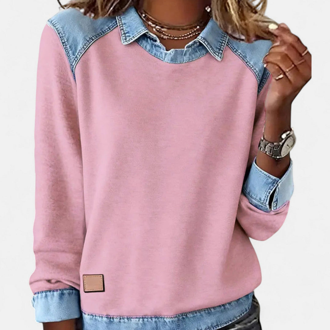 Elora | Layered Casual Denim Sweater