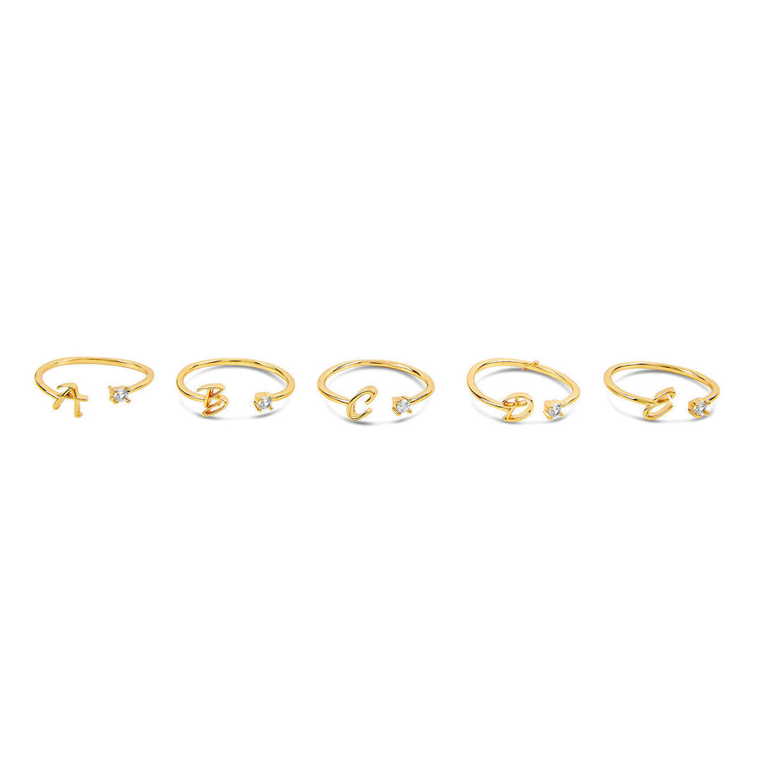 Scripture Stone Initial Adjustable Ring - Gold