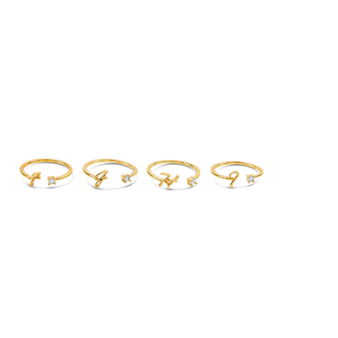 Scripture Stone Initial Adjustable Ring - Gold