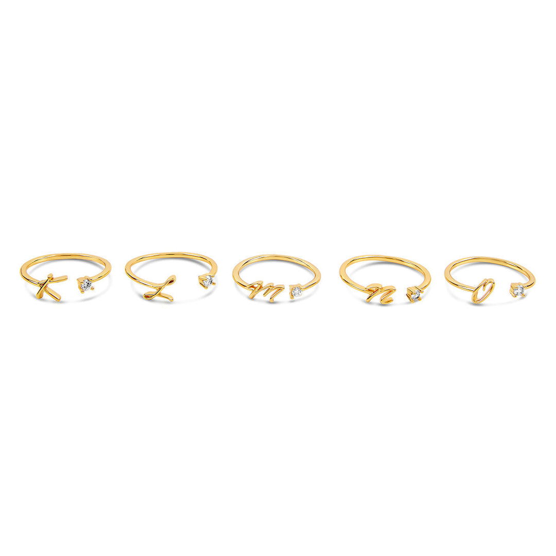 Scripture Stone Initial Adjustable Ring - Gold
