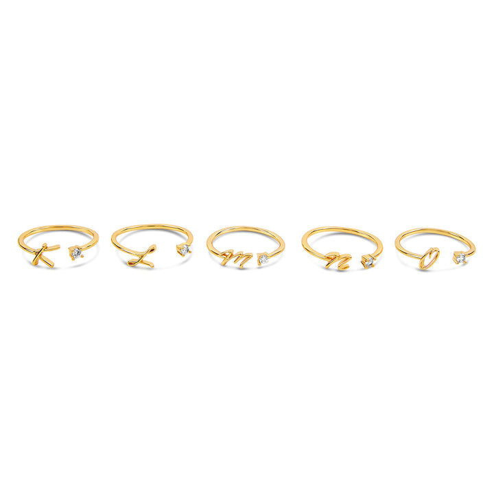 Scripture Stone Initial Adjustable Ring - Gold