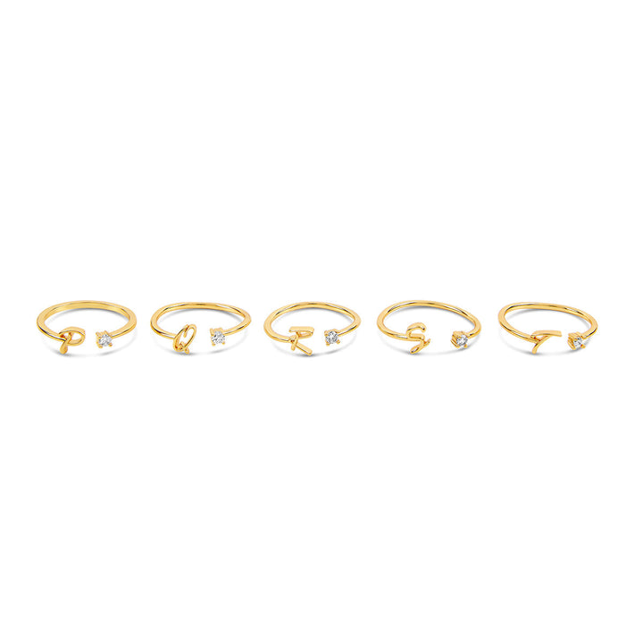 Scripture Stone Initial Adjustable Ring - Gold