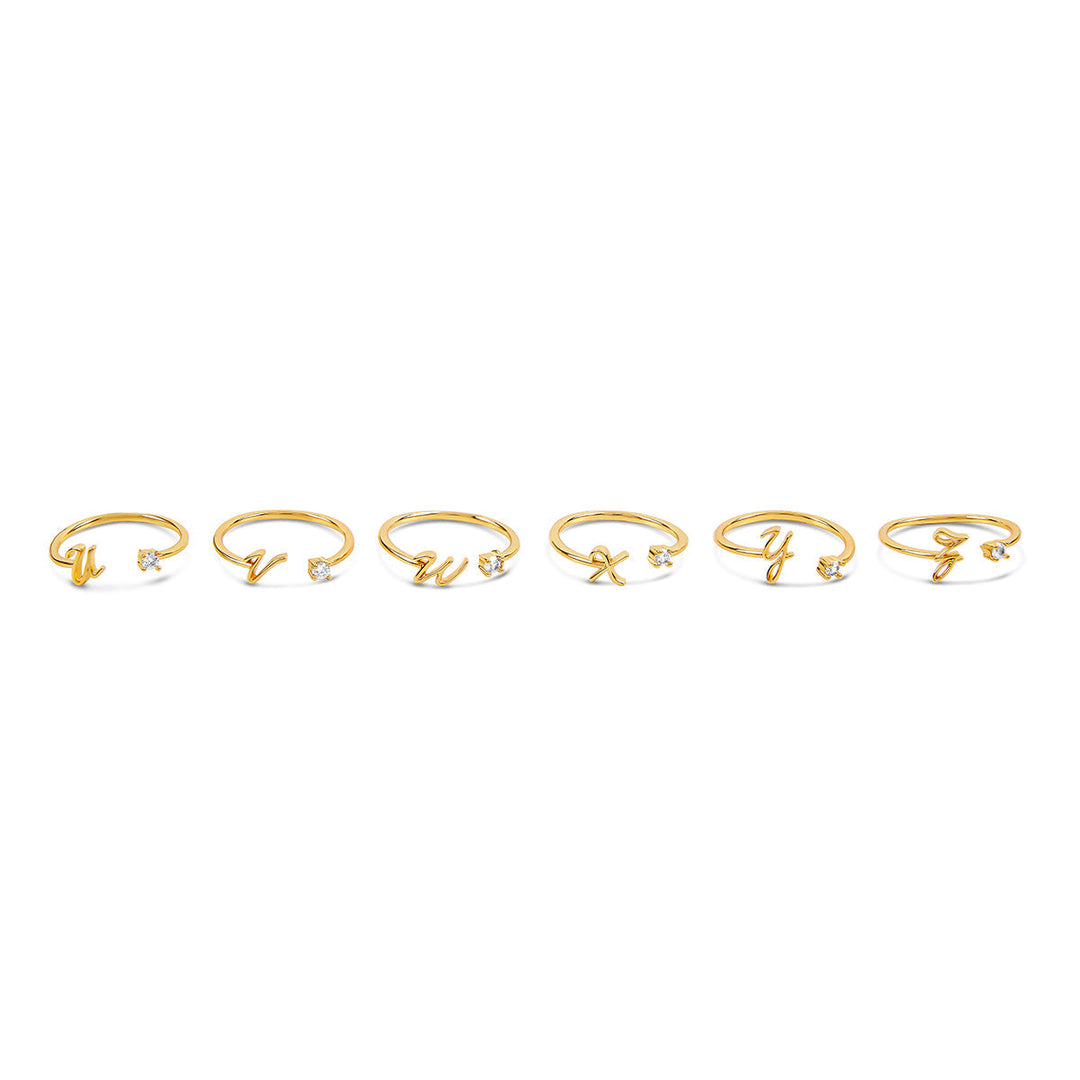 Scripture Stone Initial Adjustable Ring - Gold