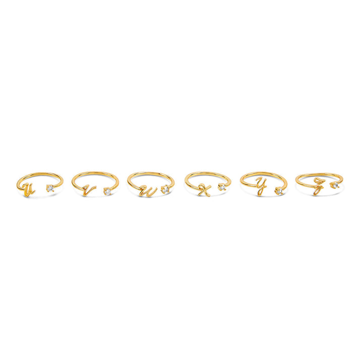 Scripture Stone Initial Adjustable Ring - Gold
