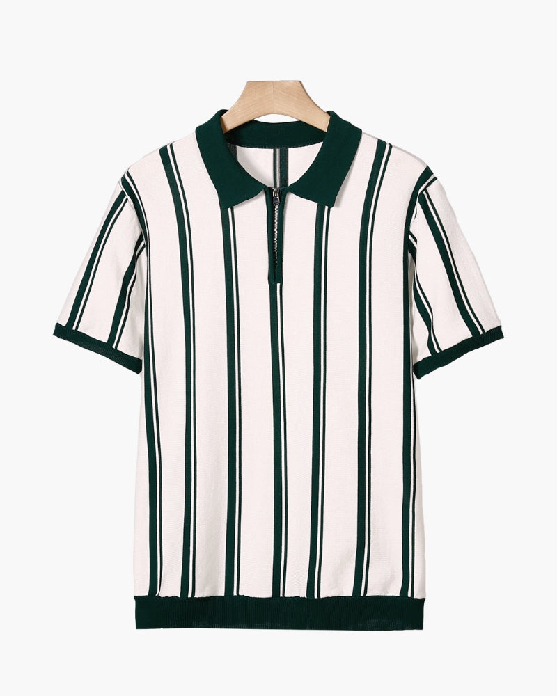Rylan | Men’s Quarter-Zip Vertical Stripe Fine-Knit Polo