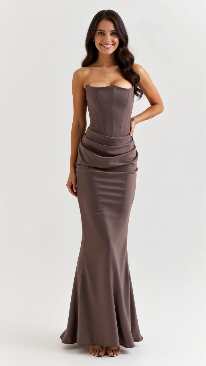 Celine | Women’s Sleek Column Wedding Guest Maxi Dress