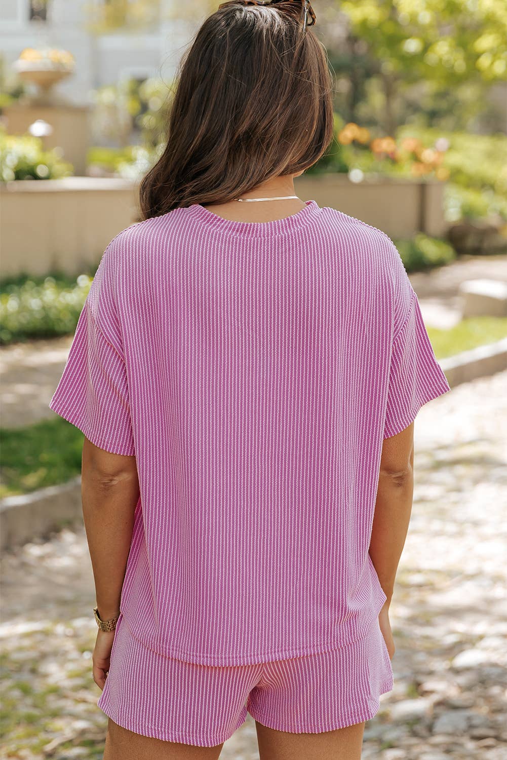 Claudia | Women’s Ribbed Knit Top &amp; Shorts Set