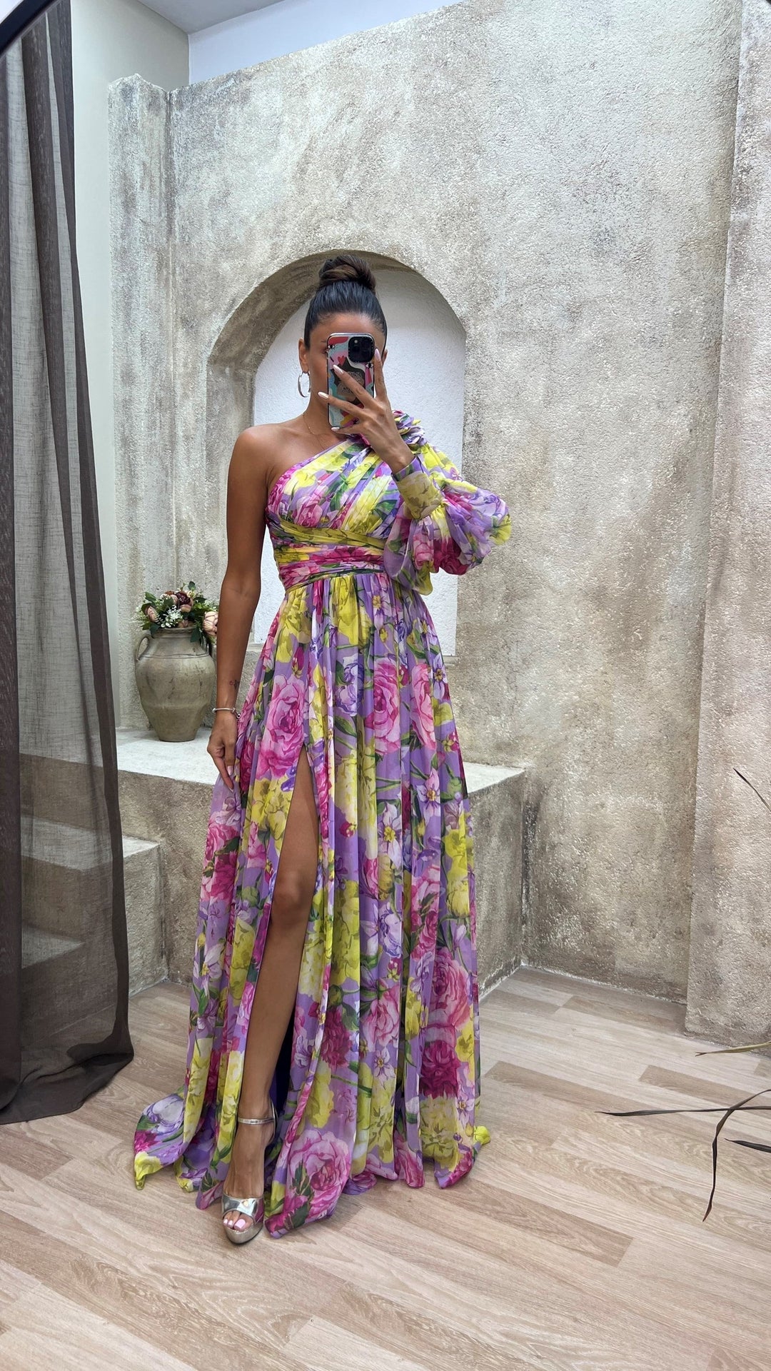 Michelle | Women’s Elegant Floral Slit Maxi Dress