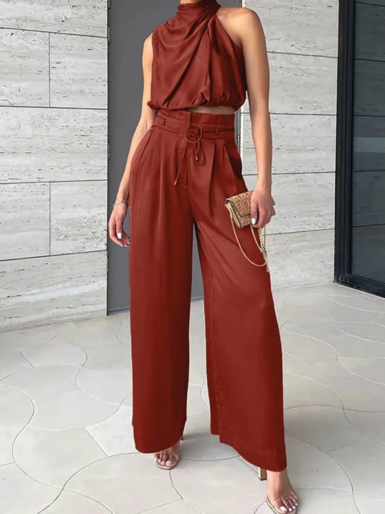 Skye | Women’s Sleeveless V-Neck Wide-Leg Co-ord Set