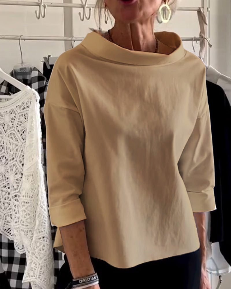 Stella | Women’s Structured Rolled Neck Boxy Blouse