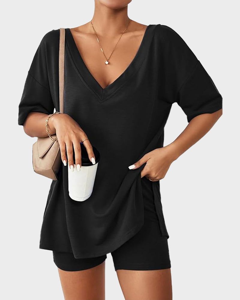 Camilla | Women’s Reversible Tee &amp; Biker Short Set
