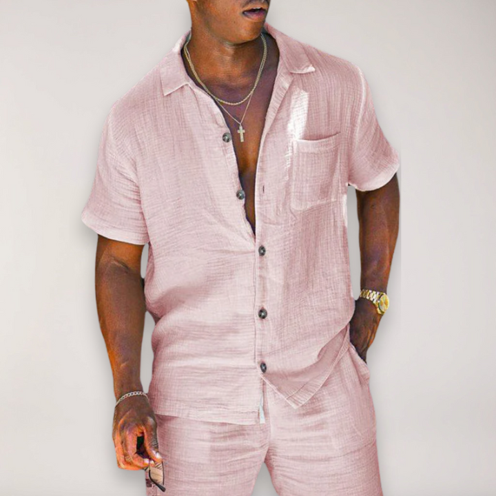Ronan | Men’s Camp Collar Shirt &amp; Shorts Resort Set