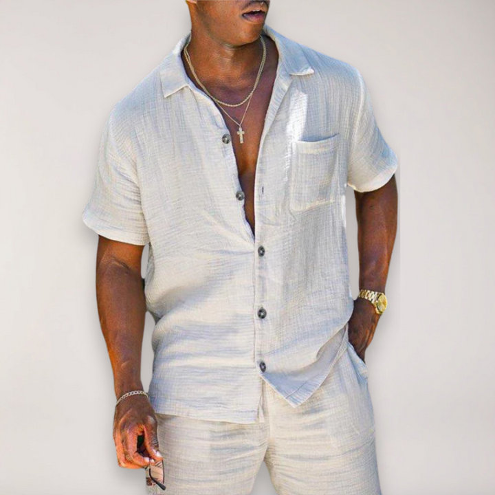 Ronan | Men’s Camp Collar Shirt &amp; Shorts Resort Set