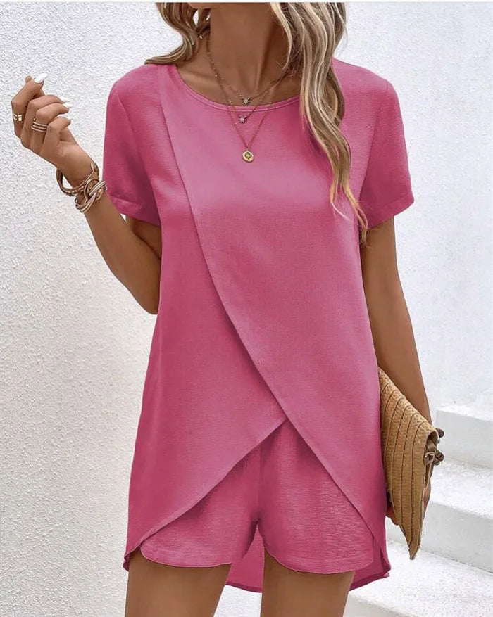 Elaine | Women’s Layered Top &amp; Shorts Co-ord Set