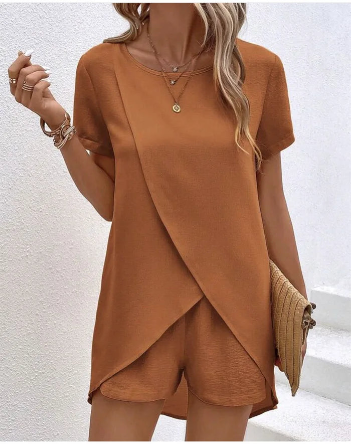Elaine | Women’s Layered Top &amp; Shorts Co-ord Set