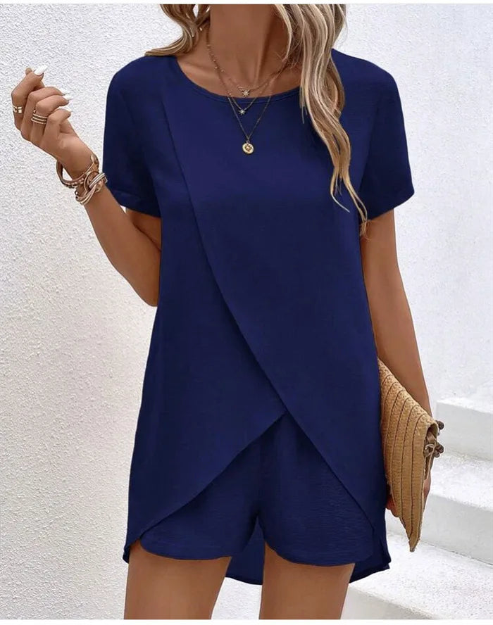 Elaine | Women’s Layered Top &amp; Shorts Co-ord Set