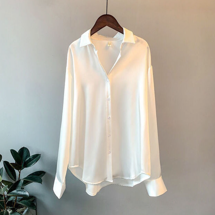Women’s Loose Fit Button Down Satin Blouses