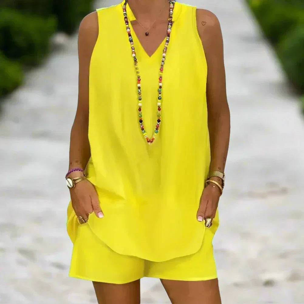Eva | Women’s Sleeveless V-Neck Wide-Leg Co-ord Set