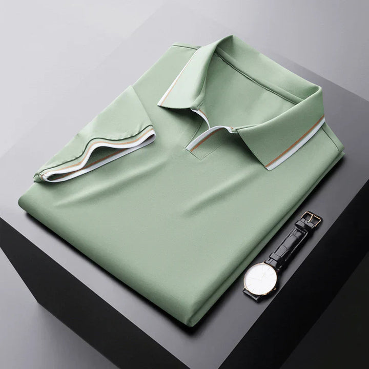 Lukas | Men’s Piqué Buttonless Johnny-Collar Polo with Contrast Tipping