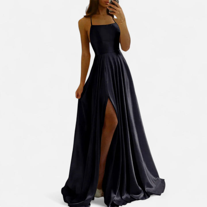 Women’s Modern Fit Satin Slit  Maxi Dress
