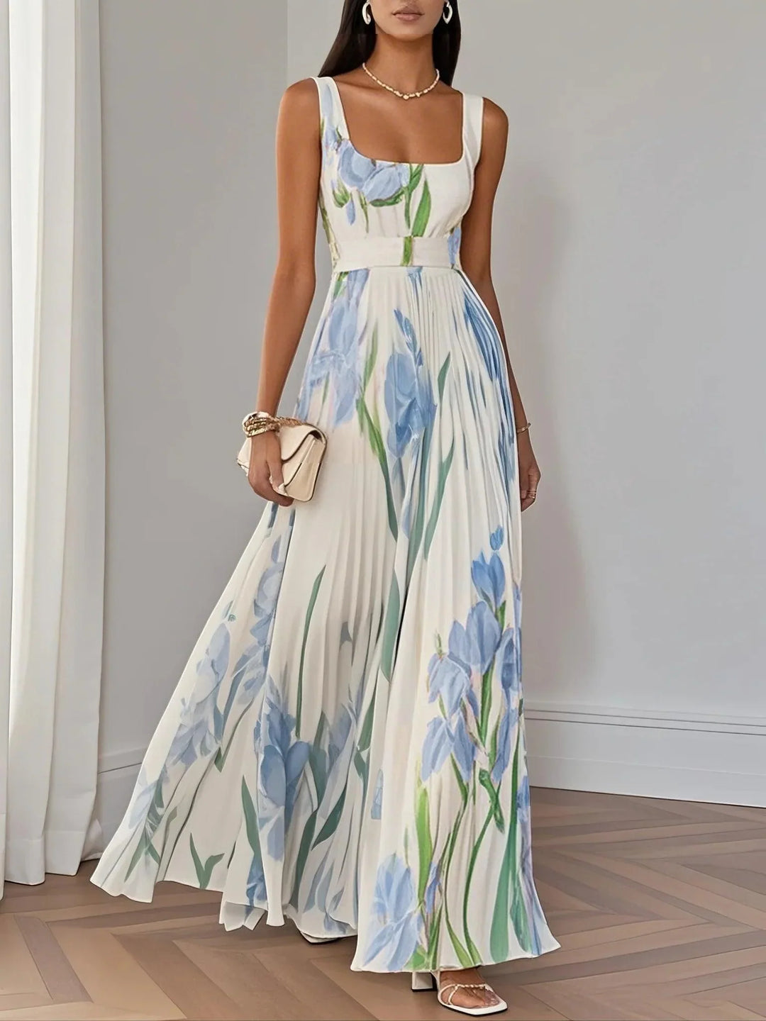Floral Square-Neck Maxi Dress