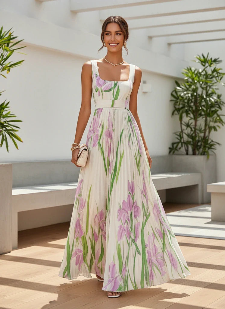 Floral Square-Neck Maxi Dress