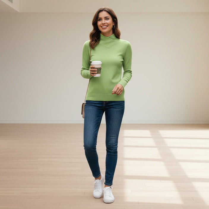 Women’s Mock Neck Long Sleeve Knit Top