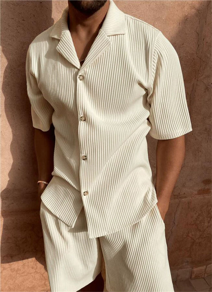 Rowan | Men’s Ribbed Two-Piece Button-Up Resort Set