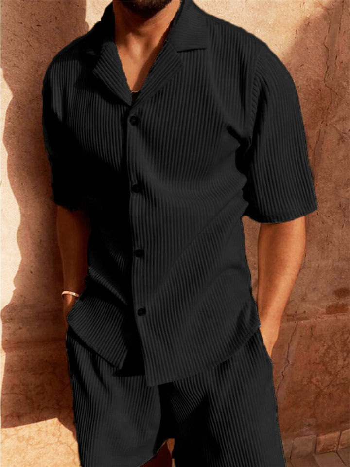 Rowan | Men’s Ribbed Two-Piece Button-Up Resort Set