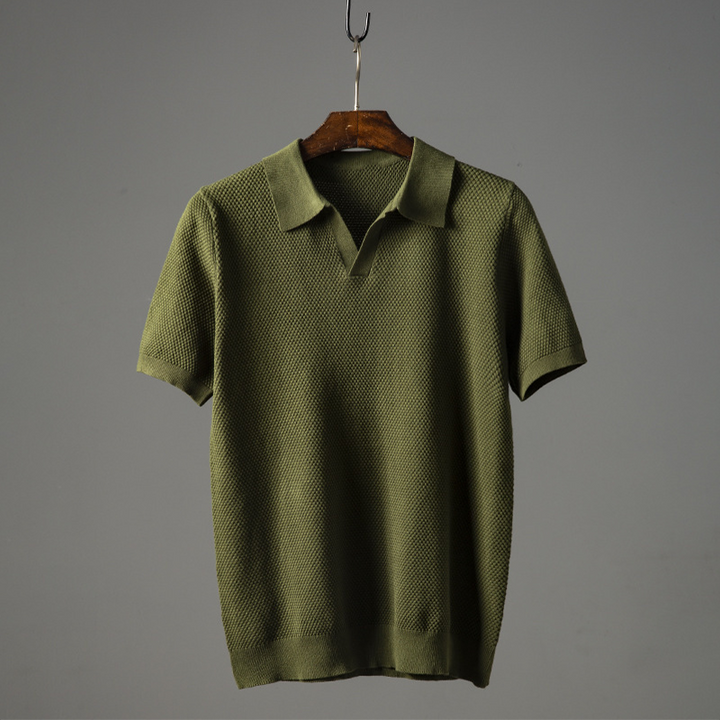 Vance | Men’s Textured Knit Short-Sleeve Polo Shirt