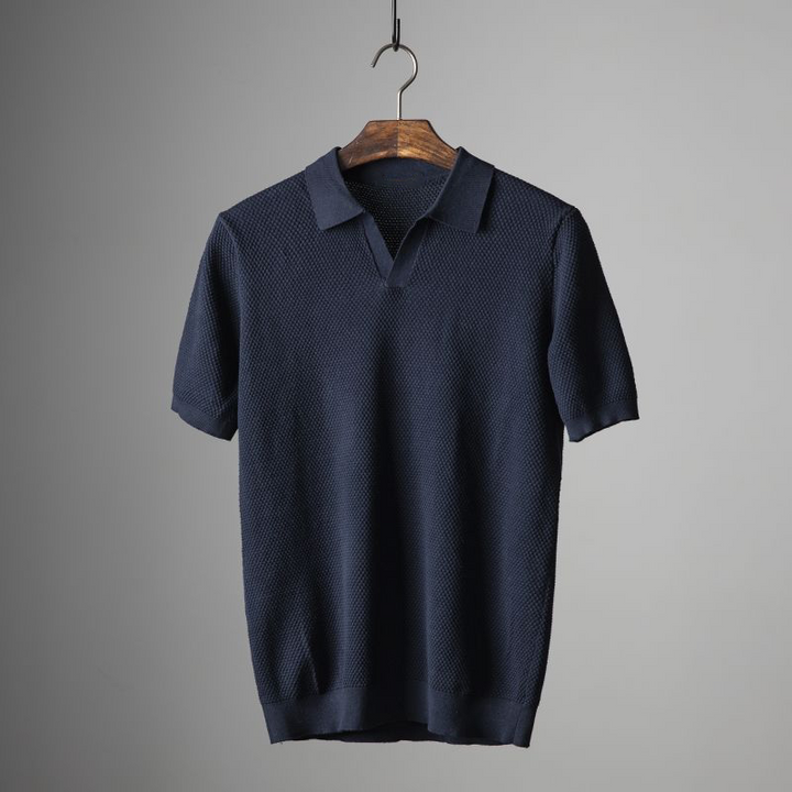 Vance | Men’s Textured Knit Short-Sleeve Polo Shirt