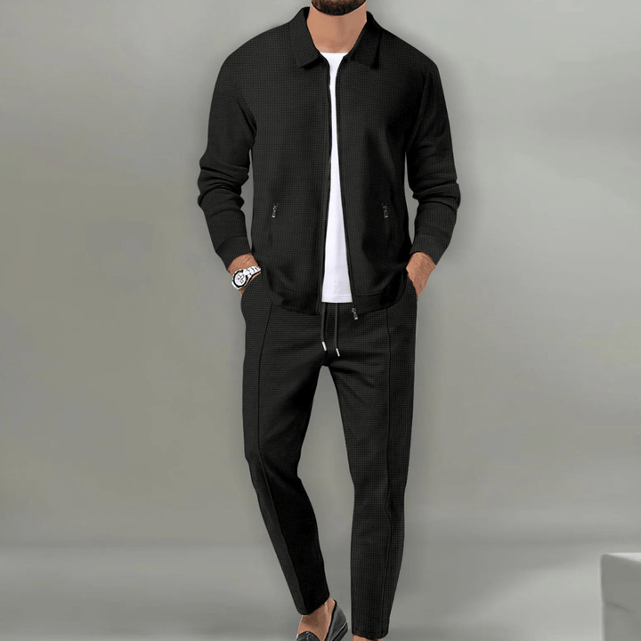 Koda | Men’s Waffle-Knit Zip-Up Jacket &amp; Trousers Set